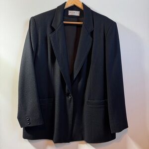 Dumas Wool Blazer Black Women's Size 14 Vintage 80's Made in USA Relaxed Fit